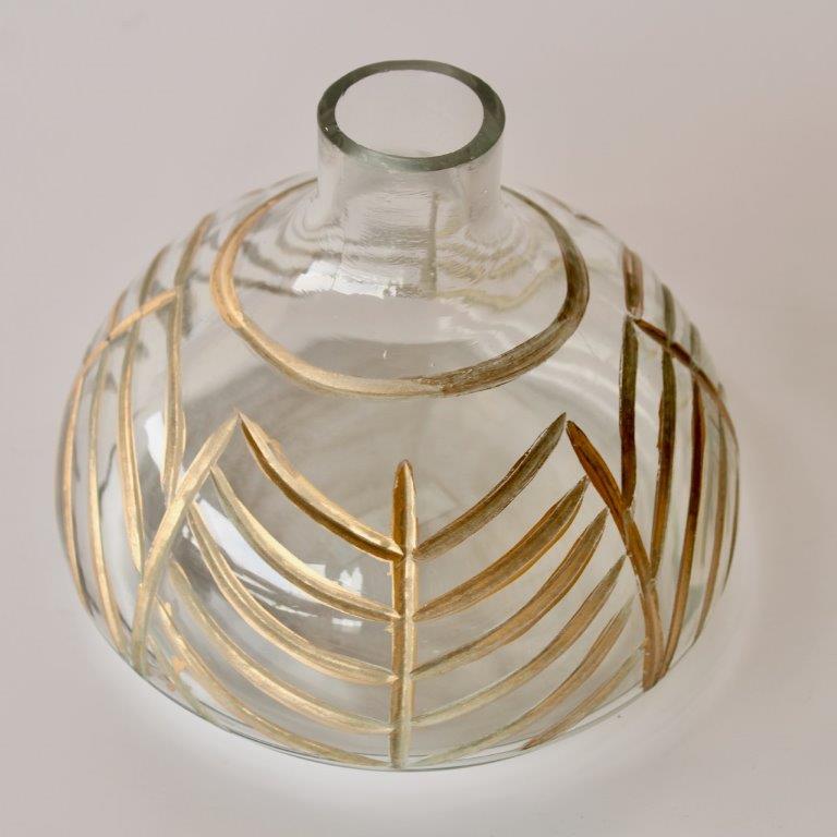Medium Flat Gold Etched Glass Vase